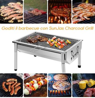 Barbecue a carbone in acciaio inox campeggio