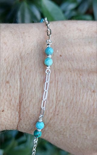 Pulsera, plata ley y turquesa
