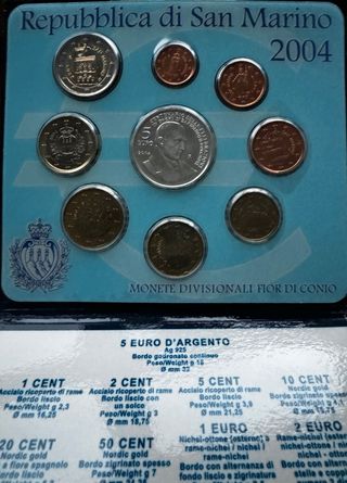 Cartera 8 monedas San Marino 2004