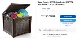 NUEVO Arcon Mesa exterior Cube Rattan Mesa 208L