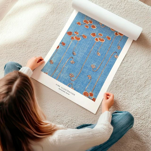 POSTER JAPONES BIJUTSUKAI AZUL VINTAGE