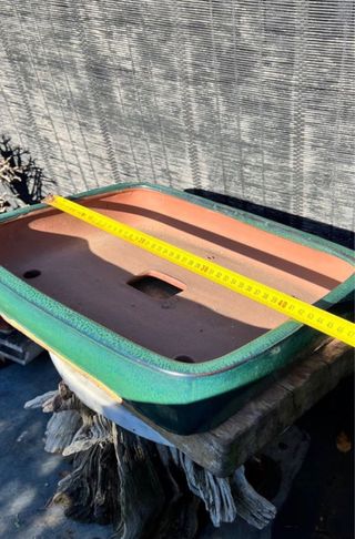 MACETA BONSAI YIXING RECTANGULAR VERDE ESMALTADA