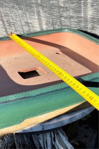 MACETA BONSAI YIXING RECTANGULAR VERDE ESMALTADA