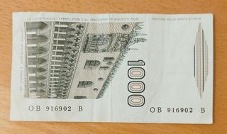 Billete 1000 Liras Italianas 1982