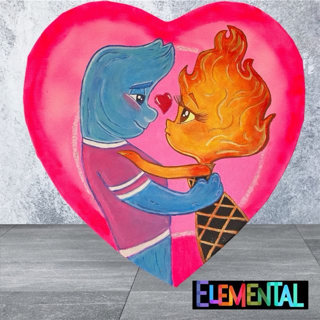 Lienzo pintado a mano pelicula Elemental de Disney