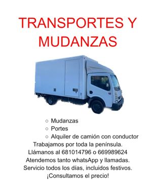 Portes y trasteos camion con plataforma elevadora