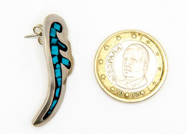 Pendientes de plata largos tipo mejicanos azules