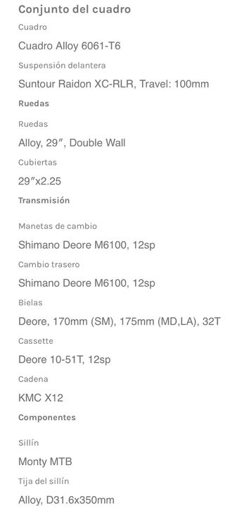 Bicicleta de montaña monty kz9 29”