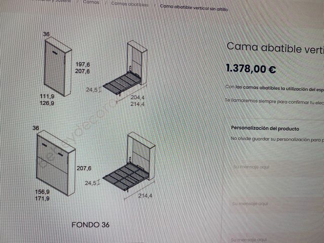 cama abatible 135 cm+ armarios