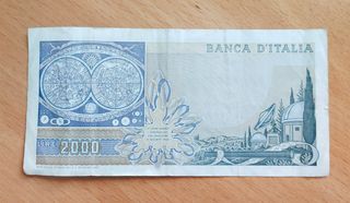 Billete 2000 Liras Italianas 1973-1983