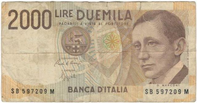 Banconota da 2000 Lire Guglielmo Marconi