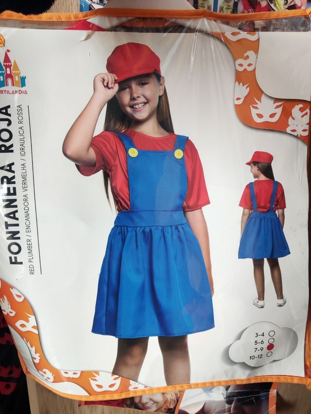 Disfraz Mario Bross 7/9 años. Falda