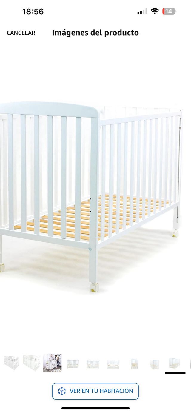 Cuna de madera, 120 x 60 cm + colchon