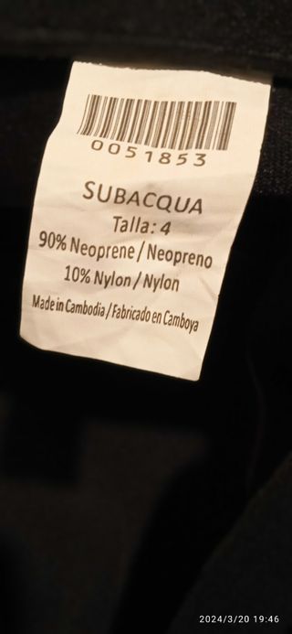 Traje neopreno buceo