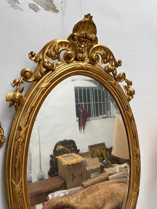 Espejo Francés en madera todo dorado en oro fino
