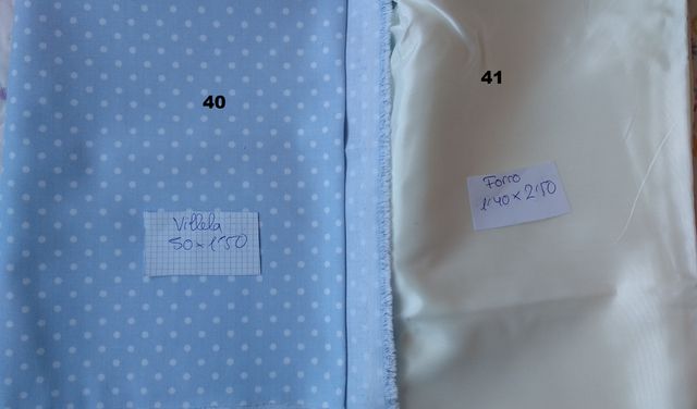 Retales de tela variados, medidas en fotos.