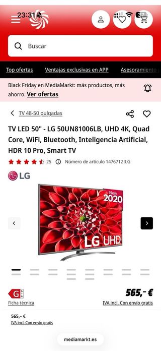 LG 50’’ 4K UHD (50UN81006LB) – ESTADO TOP + MAND