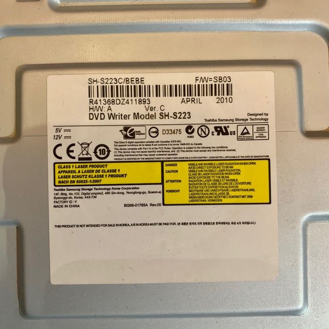 Masterizzatore Toshiba Samsung DVD Writer Model