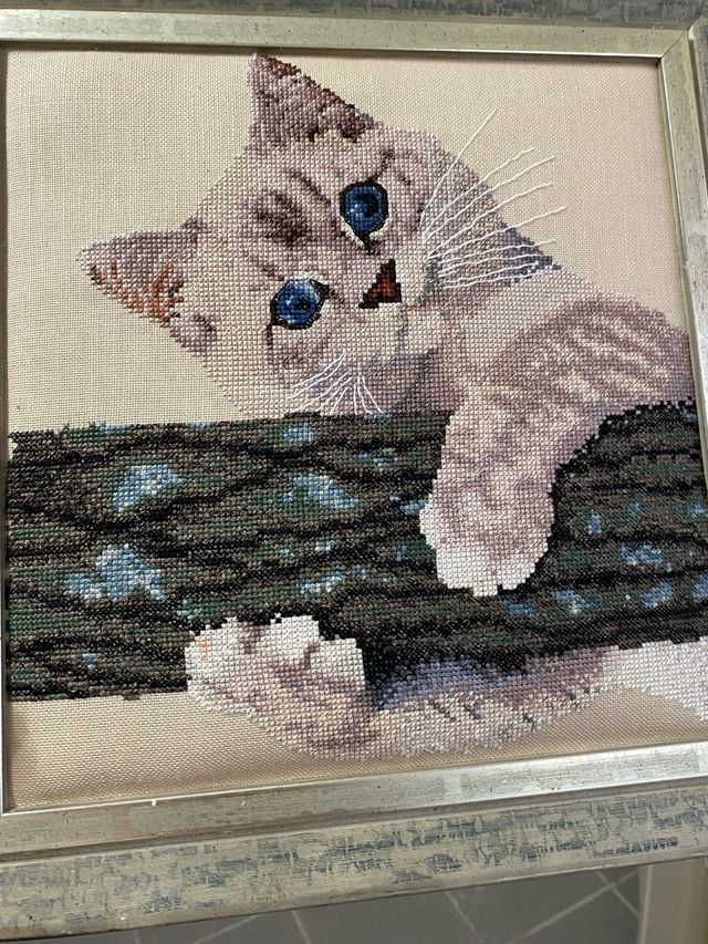 Cuadro Vintage. Punto.  de cruz