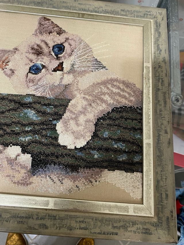 Cuadro Vintage. Punto.  de cruz