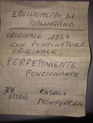 Ebulliometro di Malligand