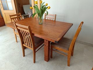 Conjunto mesa comedor madera