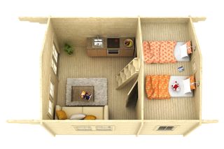 33m2 con altillo. Casas prefabricadas.