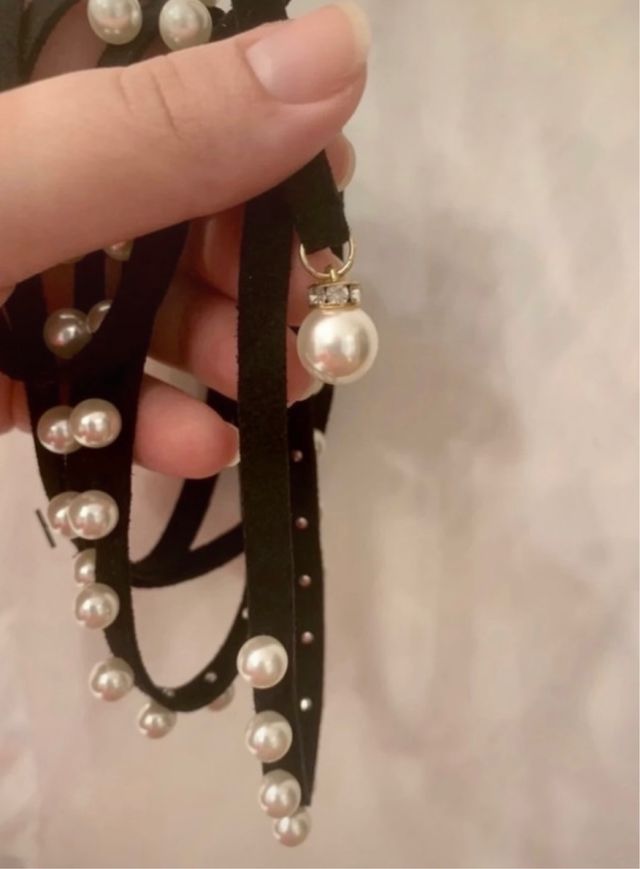 Cintura Intimissimi in Camoscio Nero e Perline