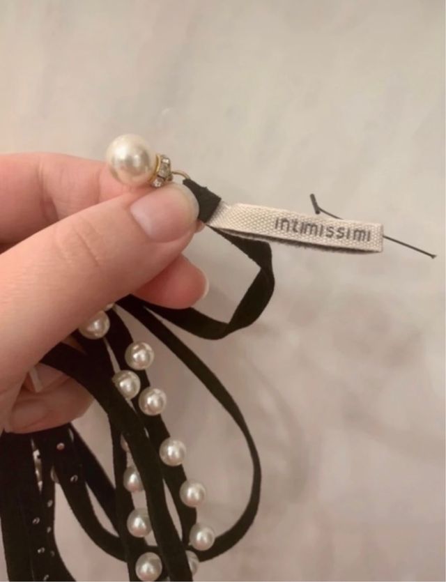 Cintura Intimissimi in Camoscio Nero e Perline