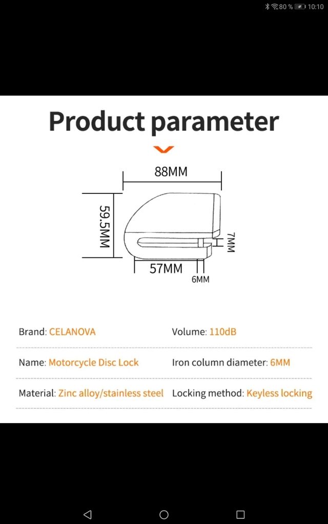 CANDADO MOTO PARA DISCO
