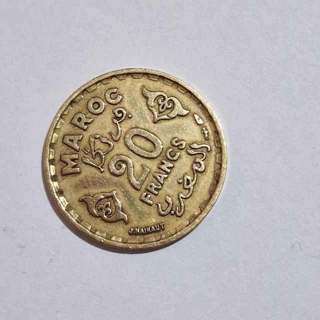 MONETA 20 FRANCHI MAROCCO 1371