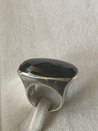 Anillo plata maciza925 piedra negra