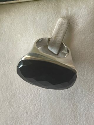 Anillo plata maciza925 piedra negra