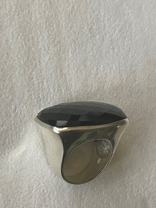 Anillo plata maciza925 piedra negra