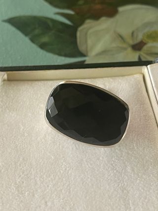 Anillo plata maciza925 piedra negra