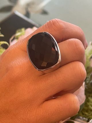 Anillo plata maciza925 piedra negra