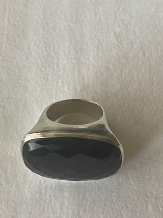 Anillo plata maciza925 piedra negra