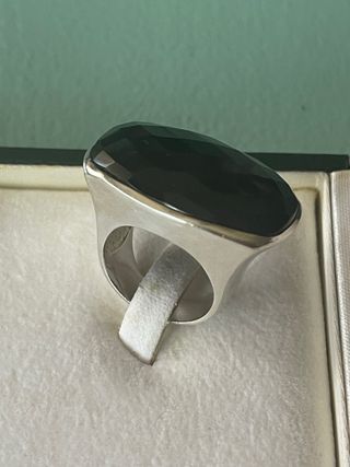 Anillo plata maciza925 piedra negra