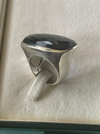 Anillo plata maciza925 piedra negra