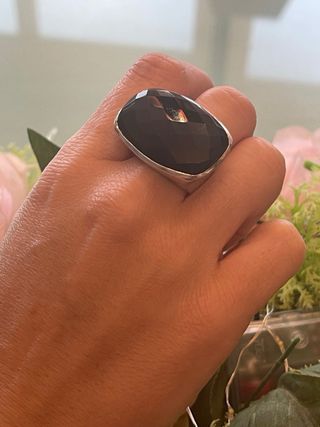 Anillo plata maciza925 piedra negra