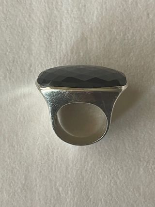 Anillo plata maciza925 piedra negra