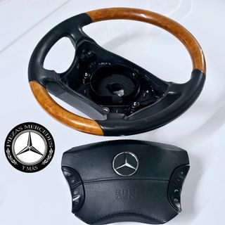 Volante Mercedes madera cuero negro