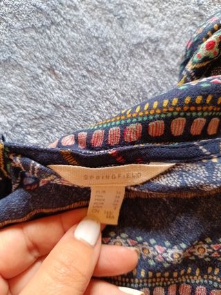 Blusa con estampado, color base azul, 36