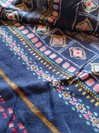 Blusa con estampado, color base azul, 36