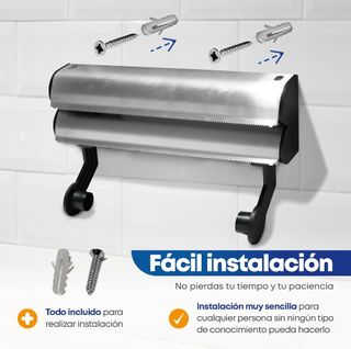 Portarrollos de Papel Cocina, Aluminio Papel Film