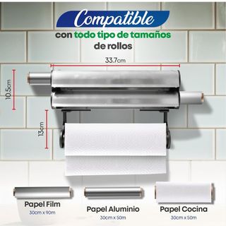 Portarrollos de Papel Cocina, Aluminio Papel Film