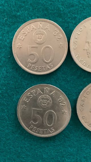 LOTE 10 MONEDAS 50 PESETAS MUNDIAL 82. Año 1980