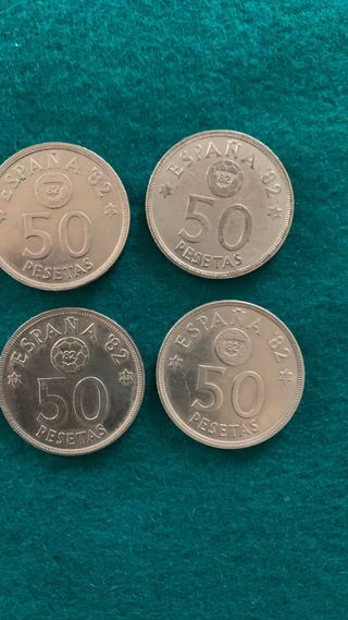 LOTE 10 MONEDAS 50 PESETAS MUNDIAL 82. Año 1980