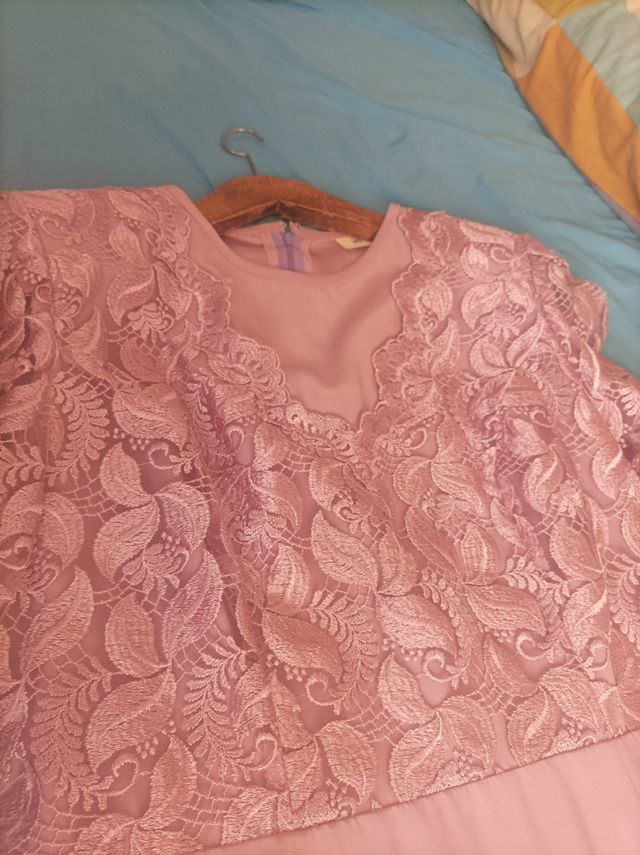 Vestido fiesta señora..rosa palo