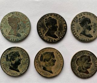 Lote 12 monedas Isabel II